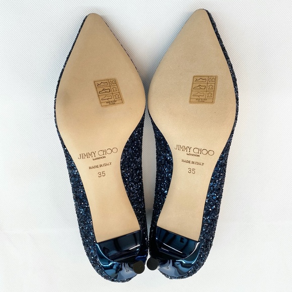 NWOB JIMMY CHOO ROMY 60 Pumps, Navy Coarse Glitter 100% Authentic Brand New - Picture 8 of 8